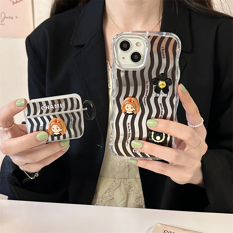 

Ripple Pattern 3D Cartoon Cute Girl Phone Case Cover for IPhone 11 12 13 14 Pro Max Shockproof Cases for IPhone 14 Pro Max Case