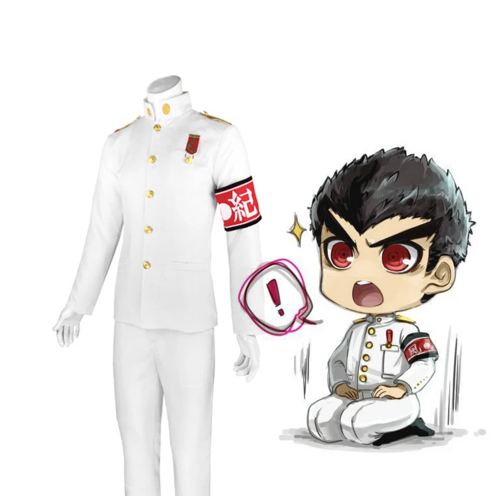 

Dangan Ronpa Kiyotaka Ishimaru Cosplay Costumes Men White Uniforms Danganronpa Coat Pants Armband Full Sets Halloween Purim