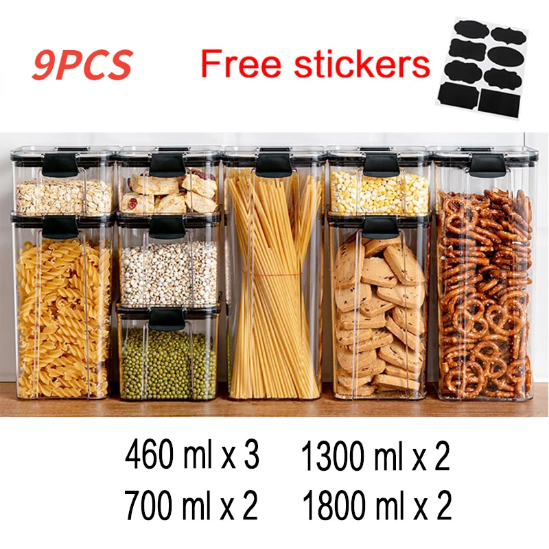 

Food Storage Kitchen Container Plastic Box Jars for Bulk Cereals Kitchen Organizers for Pantry Organizer Jars With Lid Home