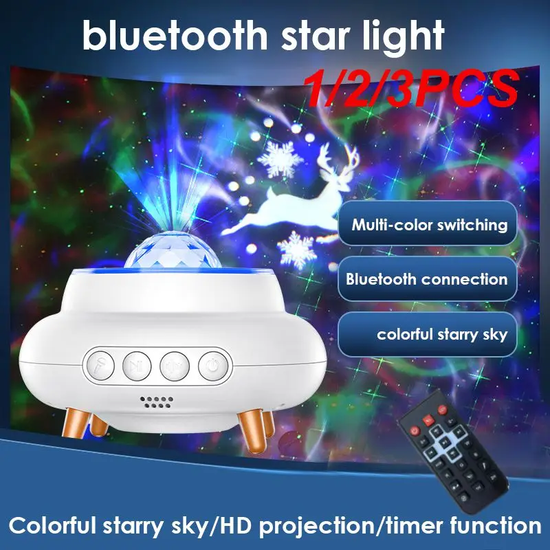 

1/2/3PCS LED Starry Sky Galaxy Projector Night Light Xmas Elk Water Wave Projection Lamp Atmosphere Night Lamps Music Player