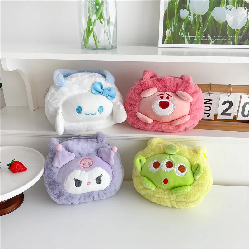 

Новинка Kawaii Sanrio Детская плюшевая сумка Hellokitty Kuromi Cinnamoroll Мультфильм Аниме Кукла сумка через плечо Портативная сумка для хранения игрушка подарок