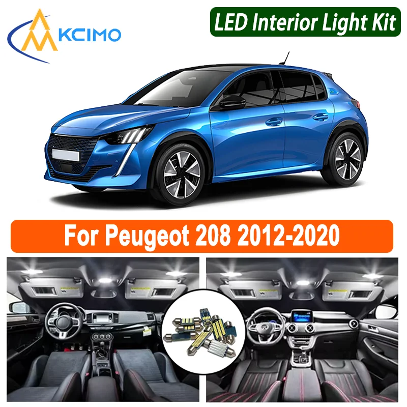 Фото Kcimo безопасный и надежный для Peugeot 208 2012-2020 комплект внутреннего светодиода для купола/карты/комплекта освещения багажника чрезвычайно яркий №1