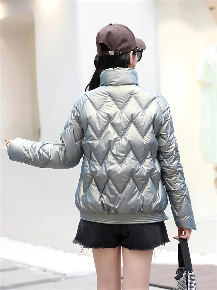 Cotton Coat Women Short Small Thick Warmth Clothing 22 Winter New Fashion Korean Beading Loose Stand Collar Chic Parkas Feminina