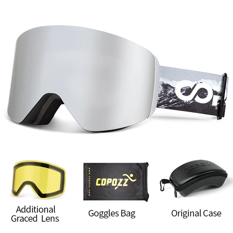 Профессиональные зимние лыжные очки COPOZZ, магнитные Быстросменные двухслойные противотуманные очки для сноуборда, мужские и женские лыжное оборудование
