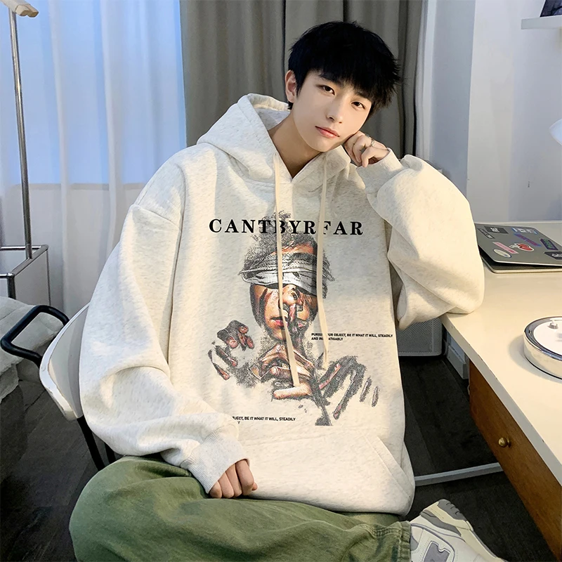 

Hybskr American Ins Brand Printing Hoodies Loose Oversized Man Tops Fashion Casual Hoody Harajuku Streetwear Pullovers 2023