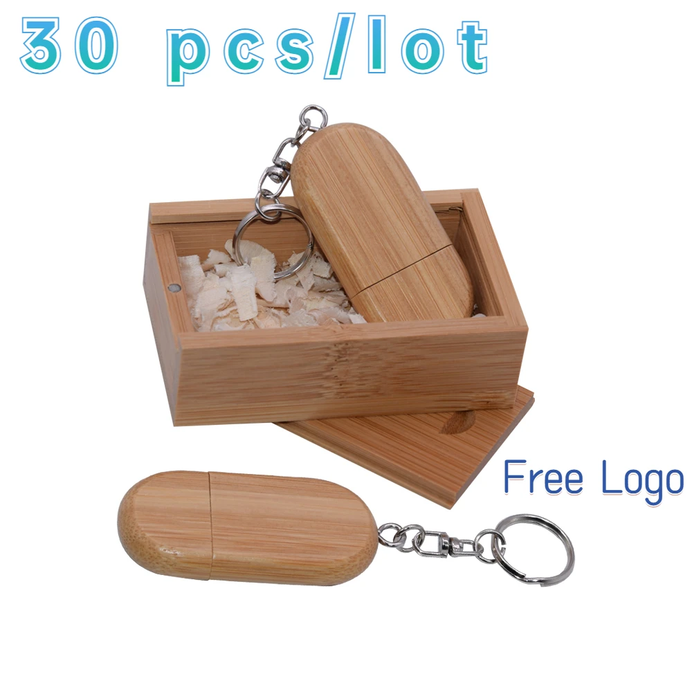 30pcs/Lot (Customizable LOGO) USB Flash Drive 2.0 Wooden Pendrive 4GB 8GB 16GB 32GB 64GB 128GB Memory Stick Wedding Gift