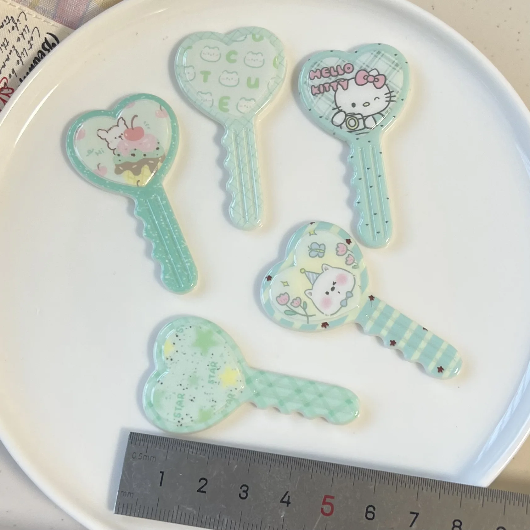 5 шт. miniso зеленая любовь kitty мультяшная серия резиновые кабошоны из смолы