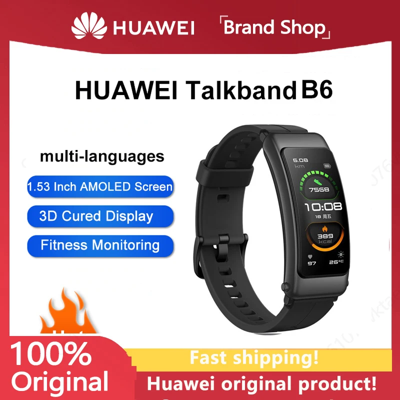 

Оригинальный Смарт-браслет HUAWEI Talkband B6 Bluetooth 5,2 носимые спортивные наручные Ремешки 1,53 дюймовый AMOLED экран/часы на заказ