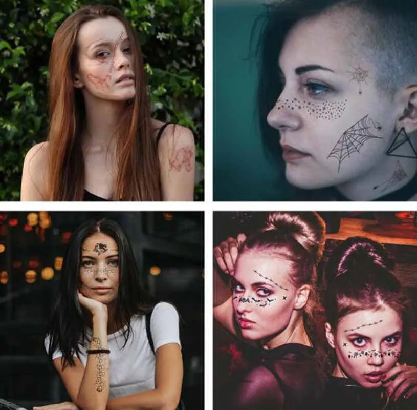 Временные татуировки на вечерние эллоуин наклейка s зомби кровавый макияж