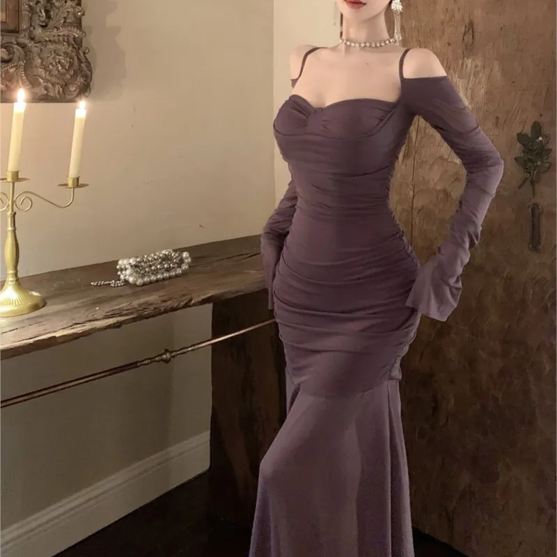 Сексуальные сетчатые облегающие платья для женщин с открытыми плечами