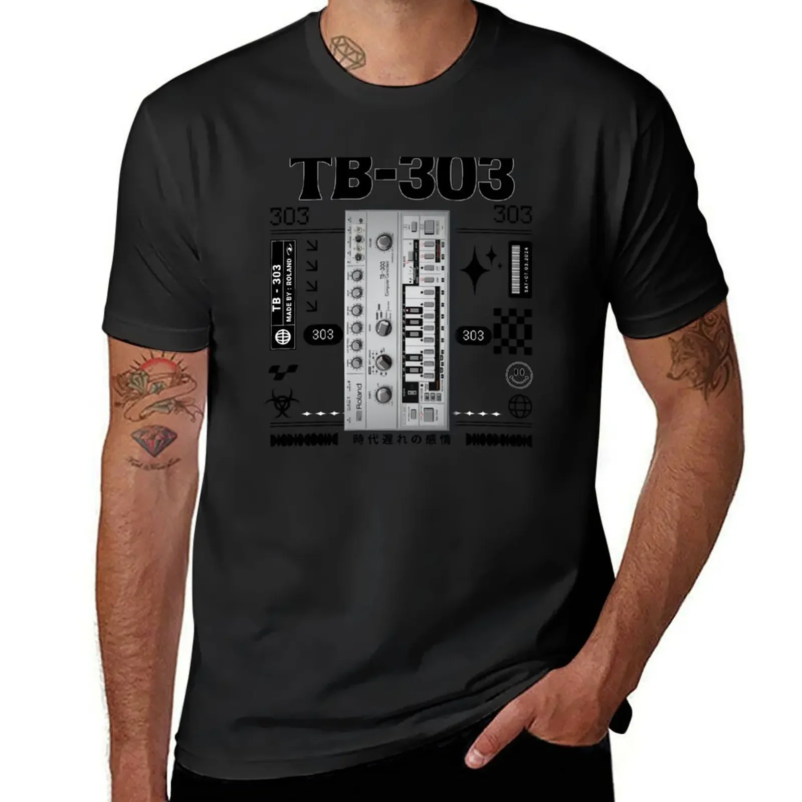 TB 303-футболка с рисунком в виде коробки кислотой (черная) футболки рэпера изящные