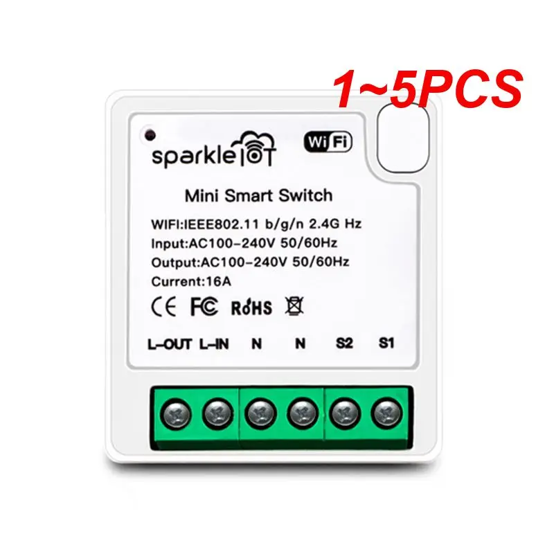 

Умный выключатель CoRui, мини-переключатель с поддержкой Wi-Fi, 16 А, С 2 каналами, работает с приложением Alexa, 1-5 шт.