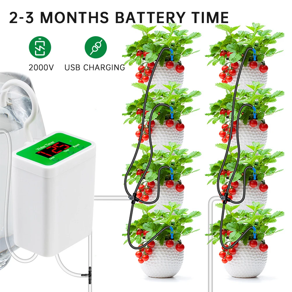 Water Pump Intelligent Drip Irrigation Timer System Garden Automatic Watering Device Solar Energy Charging Potted Plant