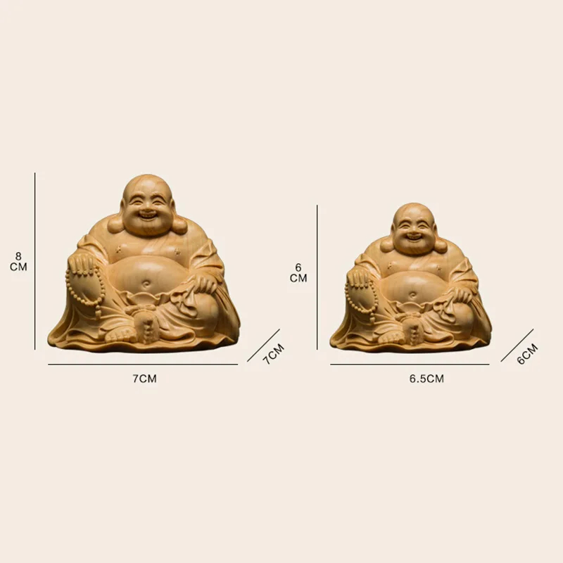 Деревянная мини-Статуэтка счастливого Будды маленькие фигурки деревянная