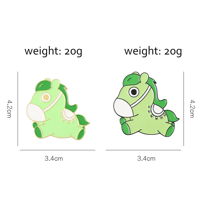 XEDZ здоровая зеленая эмалированная брошь с лошадью мультяшный милый крутой пони