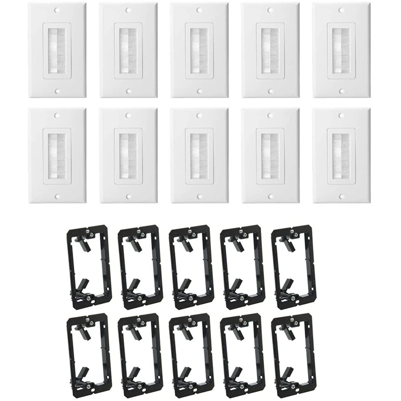 

Hot Wall Plate Kit Single Brush Wall Plate With Single Gang Low Voltage Mounting Bracket Cable Pass Through Insert