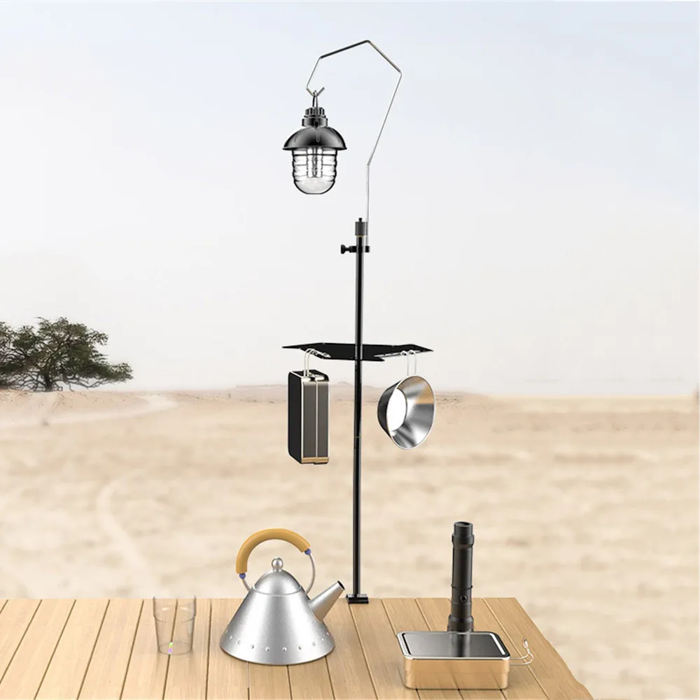 

Camping Light Pole Aluminum Alloy Multifunctional Folding Lightweight 1/4 Adapter Screw with Tray Camping Fishing Lantern Stand