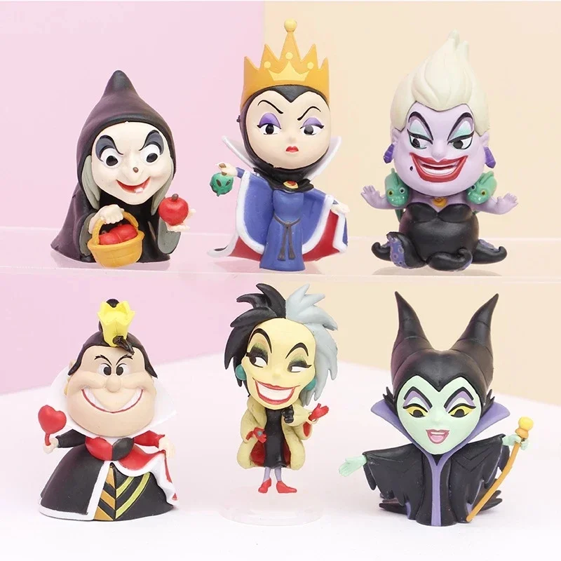 

HEROCROSS Disney 6Pcs/Set Queen Of Heart Witch Villain Series Action Figure Modle Doll Toy Kids Gifts