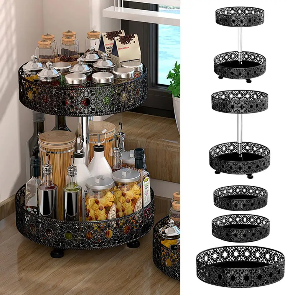 

360 Degrees Rotating Plastic Storage Rack Bathroom Storage Storage Tray Seasoning Edibles Bottle Rack Toiletries Oil Kitche Y4H4