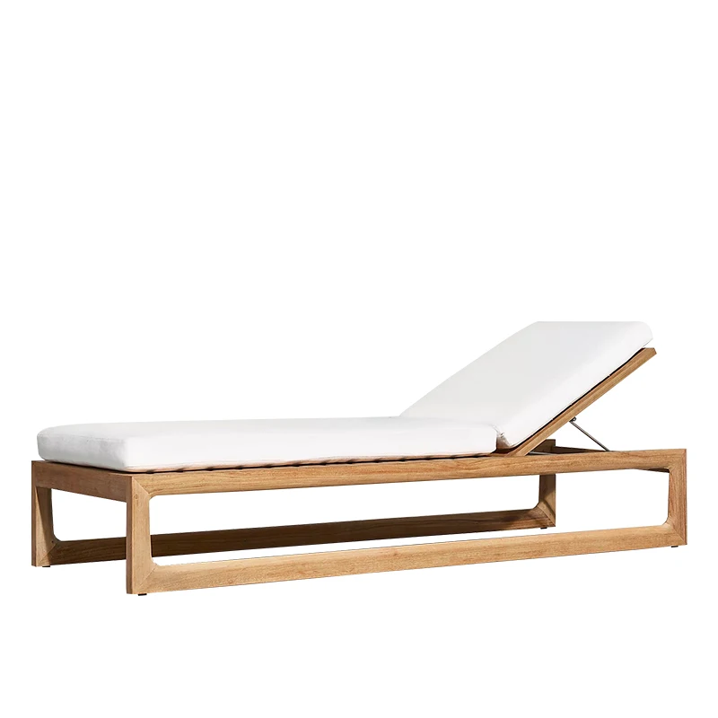 

Outdoor lounge chair teak bed villa hotel swimming pool outdoor waterproof courtyard garden solid wood beach chair
