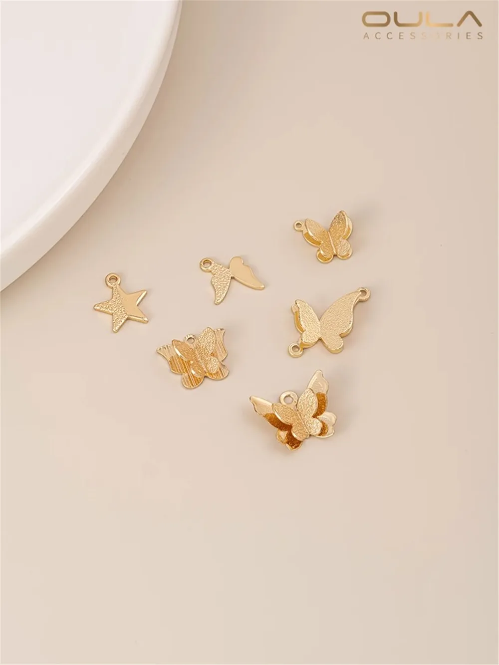 14-каратное позолоченное песочное покрытие пятиугольная звезда бабочка золотой