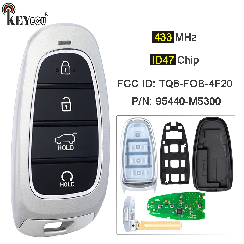 KEYECU 433 МГц ID47 чип PN: 95440-M5300 FCC: флуоресцентная лампа для Hyundai Nexo 2019 2020 2021