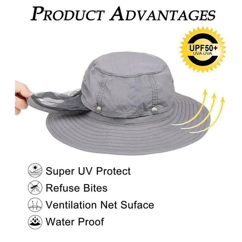 

Outdoor Mosquito Head Net Hat Hiking Fishing Sun Bee Bug Mesh Face Mask Beekeeping Tools Sunshade Neck Head Cover