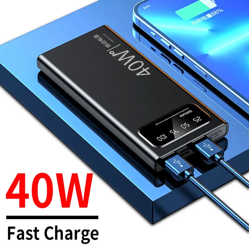

40W Super Fast Charging Power Bank Portable 20000mAh Charger 2USB Outupt Digital Display External Battery for iPhone HUAWEI