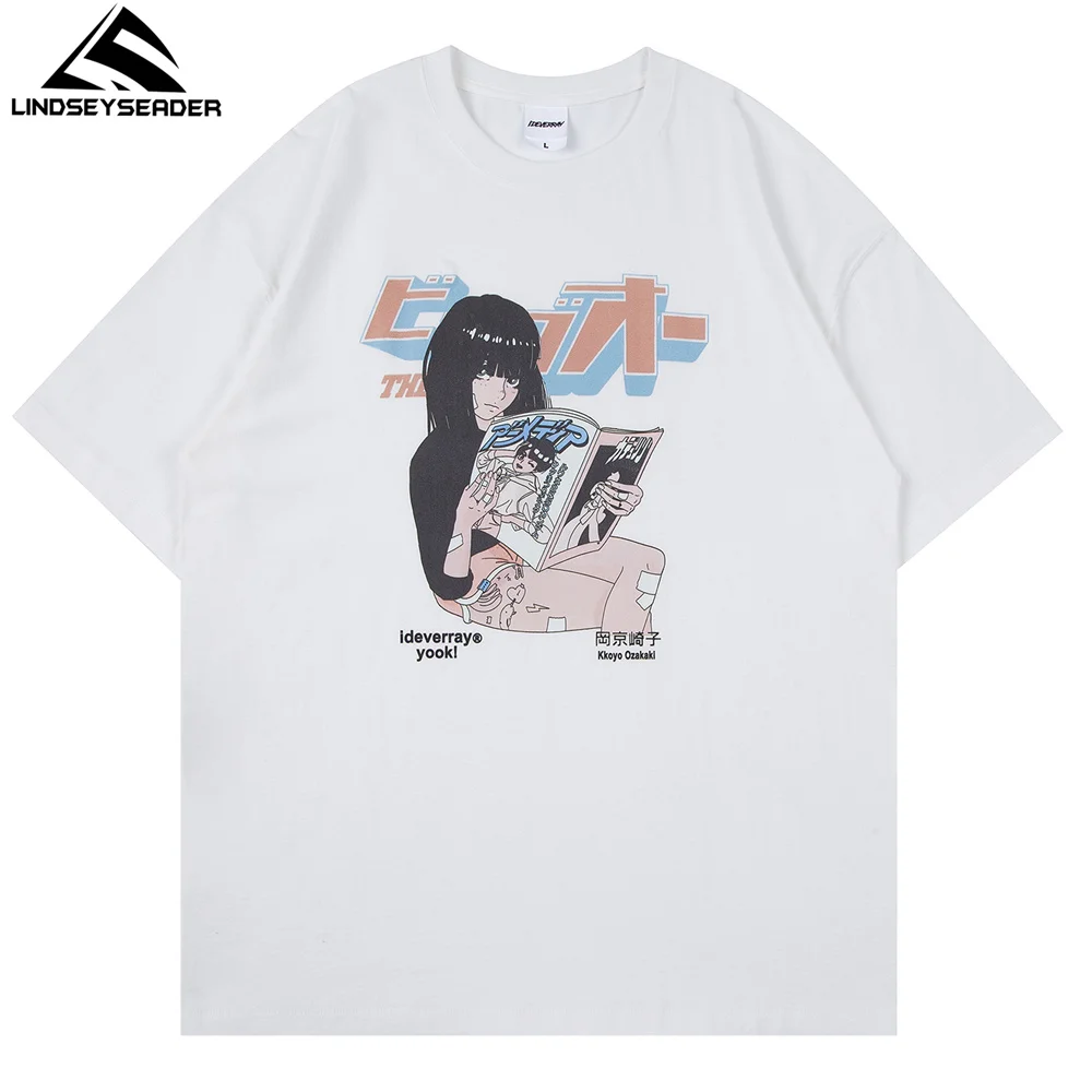 Футболка мужская оверсайз с аниме-принтом хлопковая рубашка круглым вырезом для