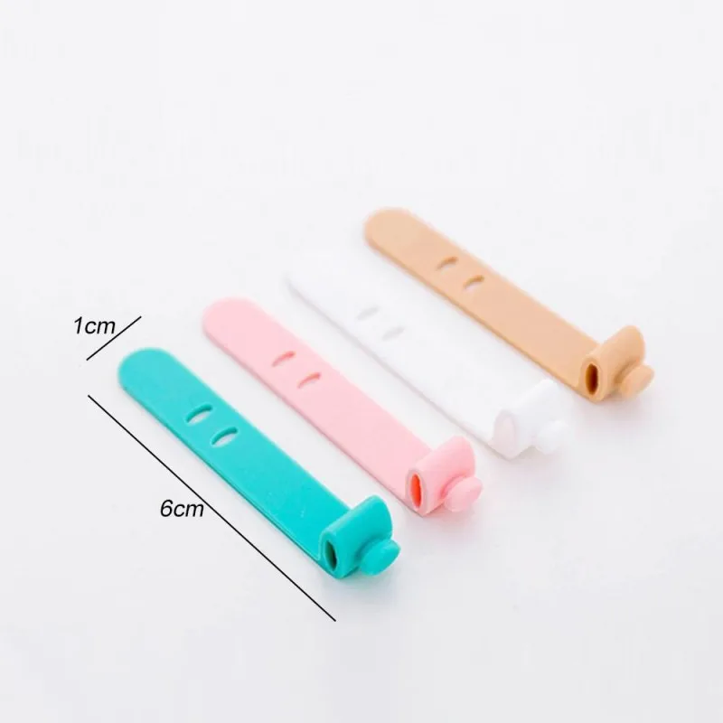 4PCS Mobile Phone Cable Winder Earphone Clip Charger Cord Organizer Management Silicone Wire Holder Cord Fixer Holder Cable Belt images - 6