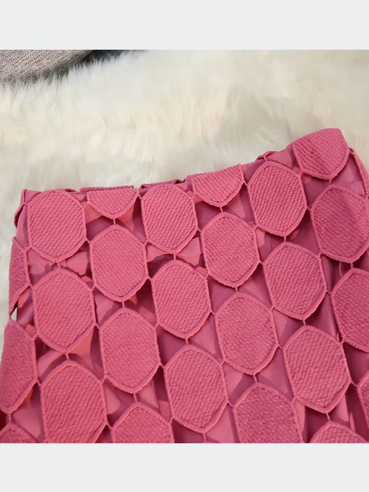 Женская ажурная длинная юбка однотонная Повседневная трапециевидная с