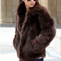 high quality faux fur coat for men fashion winter thicken warm short outwear fur jacket coat soft fox fur overcoat black white