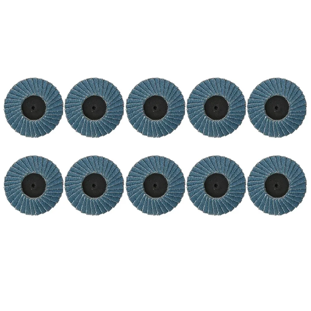 

10PCS 2Inch50mm 60grit Flap Sanding Disc Wheel Polishing Grinding Rust Removing Power Tool Wood Plastic Blue Grinding Wheel