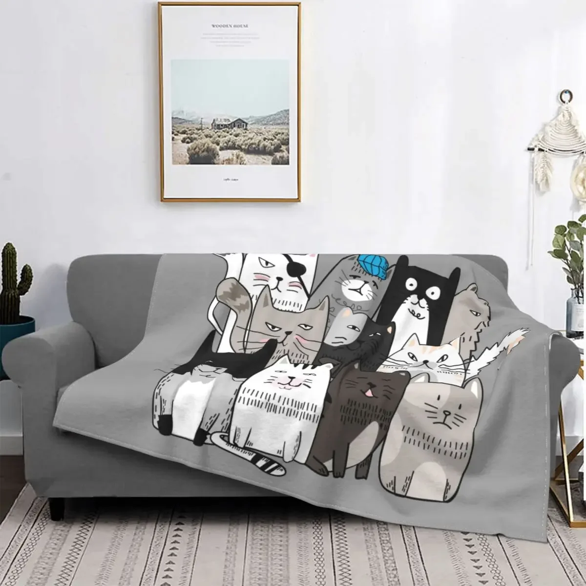 

Одеяло с милыми кошками и животными, флисовое всесезонное многофункциональное легкое одеяло для кровати, путешествий, плюшевое тонкое одеяло