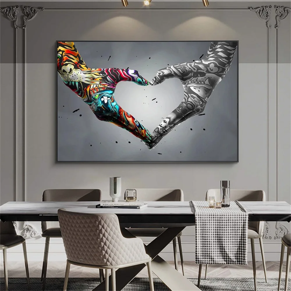 

Graffiti Lover Heart Hands Poster Canvas Painting Abstract Pop Street Art Print Wall Picture For Living Room Home Decoration