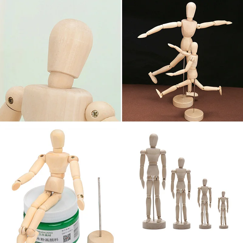 Funny Wooden Hand Figurines Rotatable Joint Hand Model Drawing Sketch Mannequin Miniatures Office Home Desktop Room Decoration images - 6