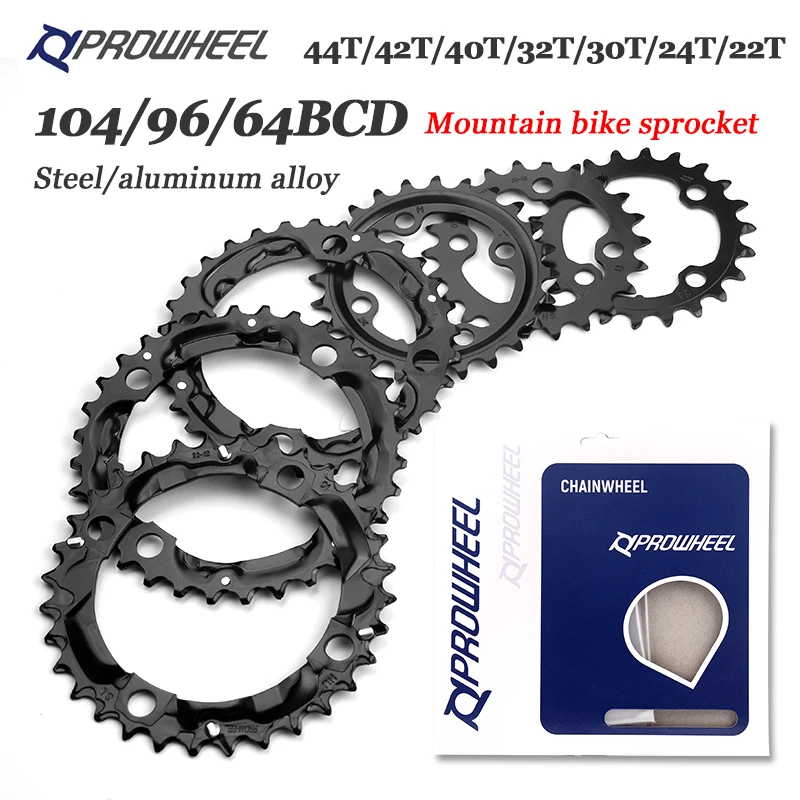 PROWHEEL 64BCD 96BCD 104BCD Mountain Bike Chainring 22T 24T 30T 32T 40T 42T 44T Crowns Round Chainwheel MTB Sprocket