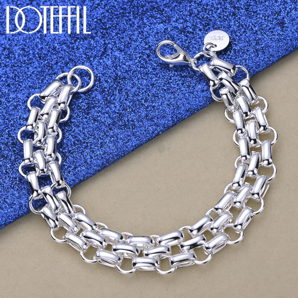 

DOTEFFIL 925 Sterling Silver Lnterlocking Circle Bracelet Chain For Women Fashion Charm Wedding Engagement Party Jewelry