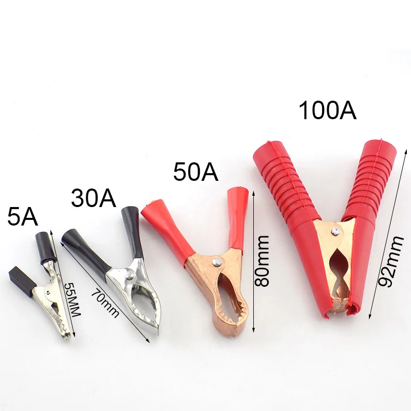 

5A/30A/50A/100A Electrical Alligator Clips car Battery Clamps For Car Test Probe Crocodile Clip Connector Electrical DIY Tools