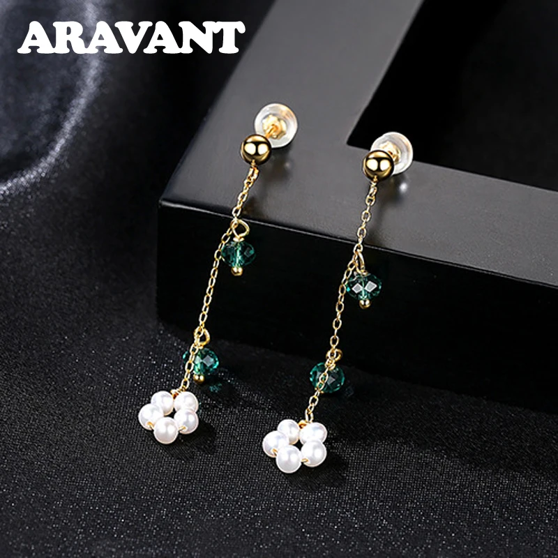 

Серебро 925 пробы, 18K, Золотая жемчужина, длинная цепочка, серьги для женщин, модные ювелирные изделия, подарок