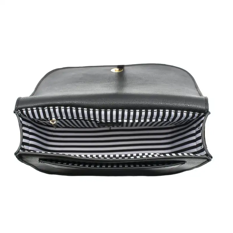 Luxurious Black Vegan Leather Crossbody Purse For Women, Saddle Styled Shoulder Bag Perfect for All Occasions.