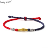 molysense handmade tibetan silver beads metal thread lucky rope infinite knot bracelet bangles for women men bracelets