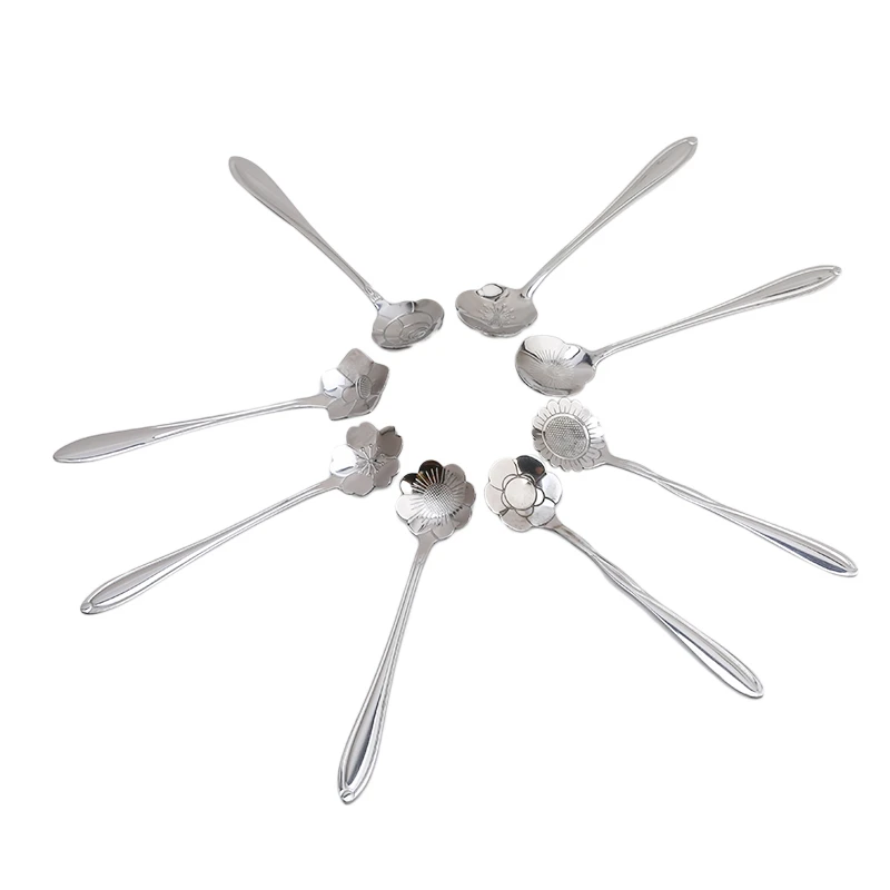 

8 шт. чайных ложек из нержавеющей стали цветки вишни