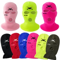 letter embroidery sports ski hat warm 3 hole knitted full head cover balaclava mask hats skullies beanies unisex funny party cap