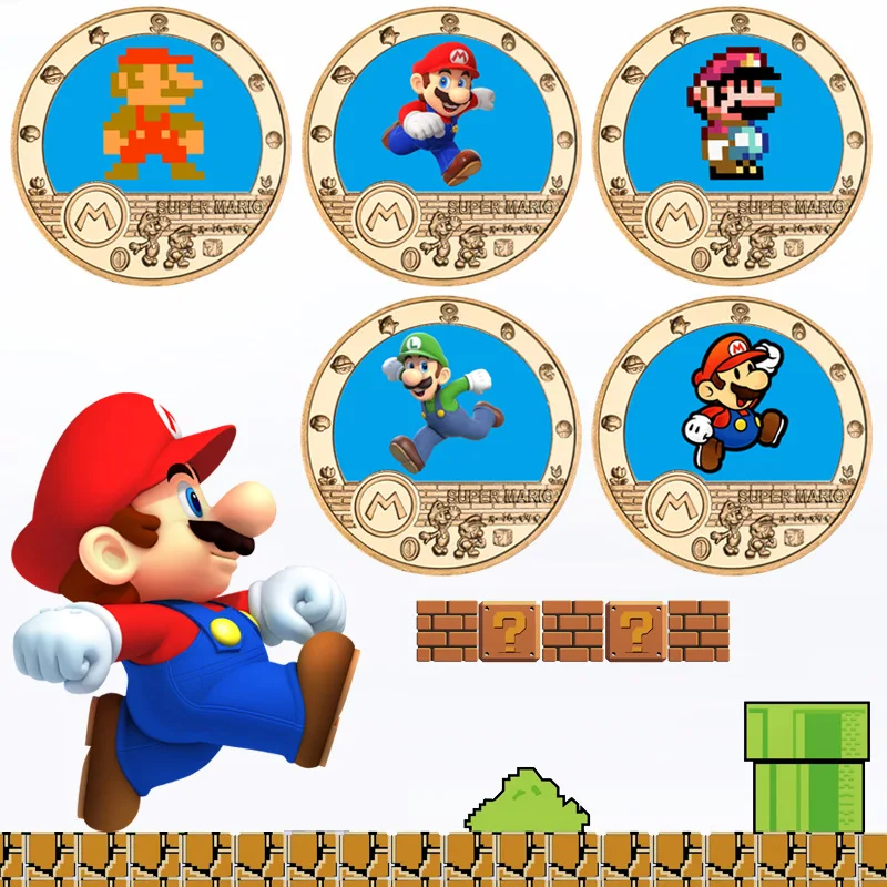 

Super Mario Anime Figure Luigi Metal Coin Commemorative Crafts Collection Supplies Surrounding Children's Toys Birthday Gifts