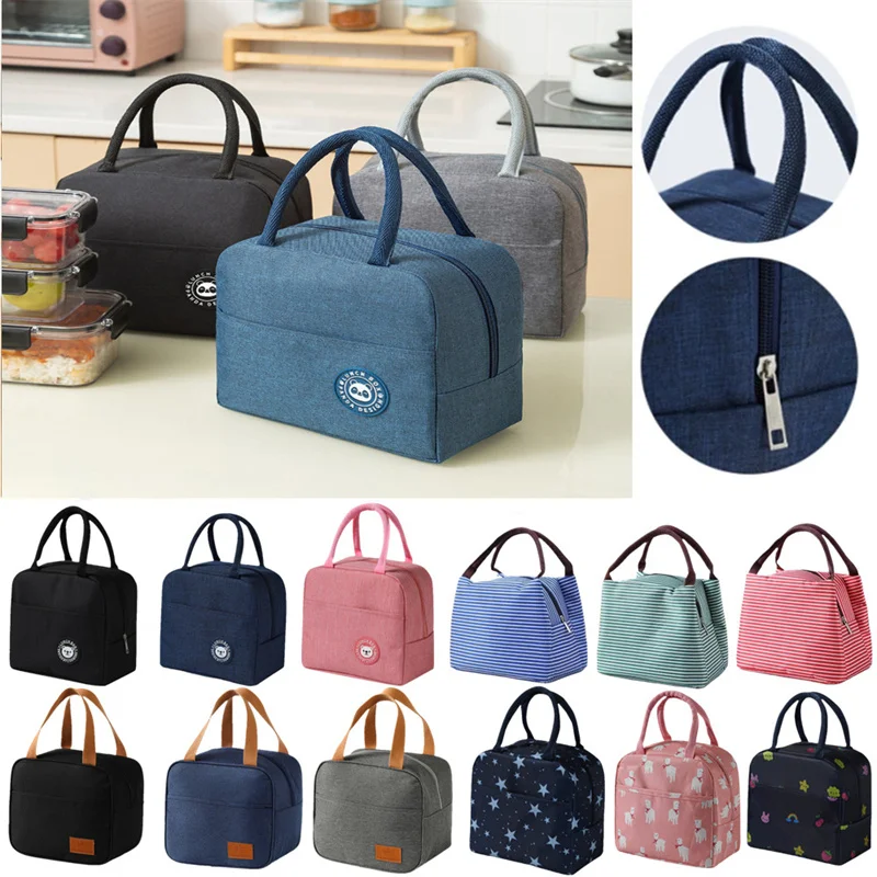 Fashion Insulated Lunch Bags for Men Women Handbag Bento Box Organizer Waterproof Camping Food Drink Cooler Kitchen Storage Bag