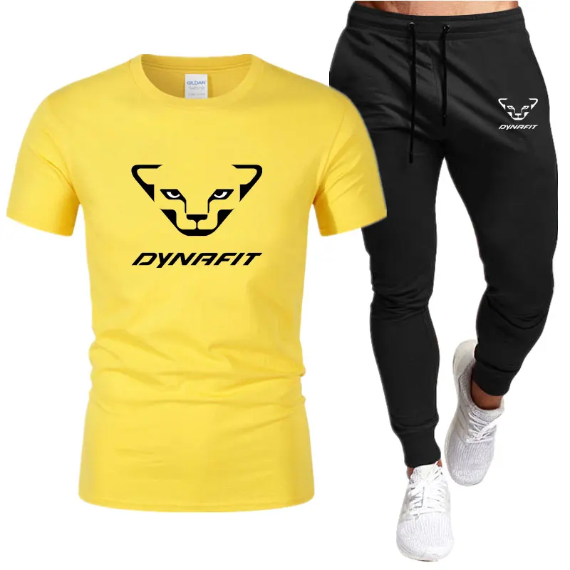 Summer brand new DYNRFIT men's sports T-shirt + pants set brand casual breathable jogging pants hip-hop fashion clothing 2023