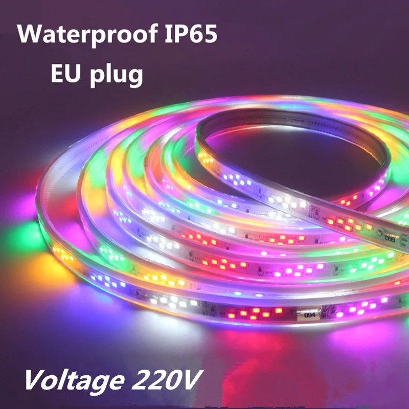 

Waterproof LED Strip RGB 220V EU Plug Color Changing LED Strip Lights for Bedroom Party Christmas Outdoor Roof Garden Decoration
