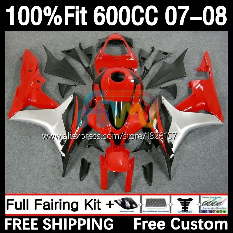 

Injection For HONDA 600CC CBR 600 RR CBR600 CC 600RR 600F5 F5 Red silvery 25No.29 CBR600RR 07 08 CBR600F5 2007 2008 OEM Fairing