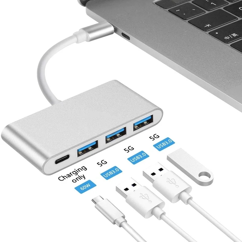 

4 In 1Type-c USB HUB Docking Station USB3.0 Reading Speed with PD Function OTG Converter